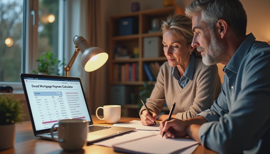 couple comparing roof insurance deductible financing options at their home desk